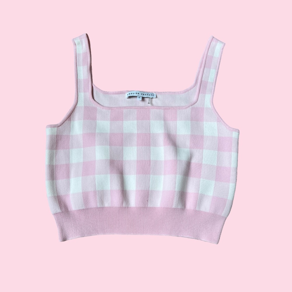 English factory pink gingham crop tank